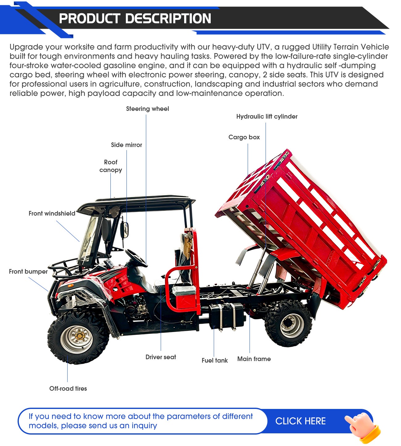 OEM 250cc Electric Start Farm  - Agriculture Farming Work avis et prix